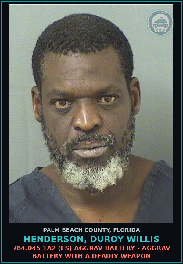 Booking mugshot of HENDERSON, DUROY WILLIS in Palm Beach County