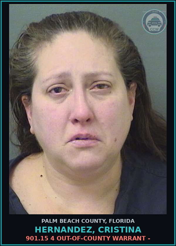 Booking mugshot of HERNANDEZ, CRISTINA in Palm Beach County