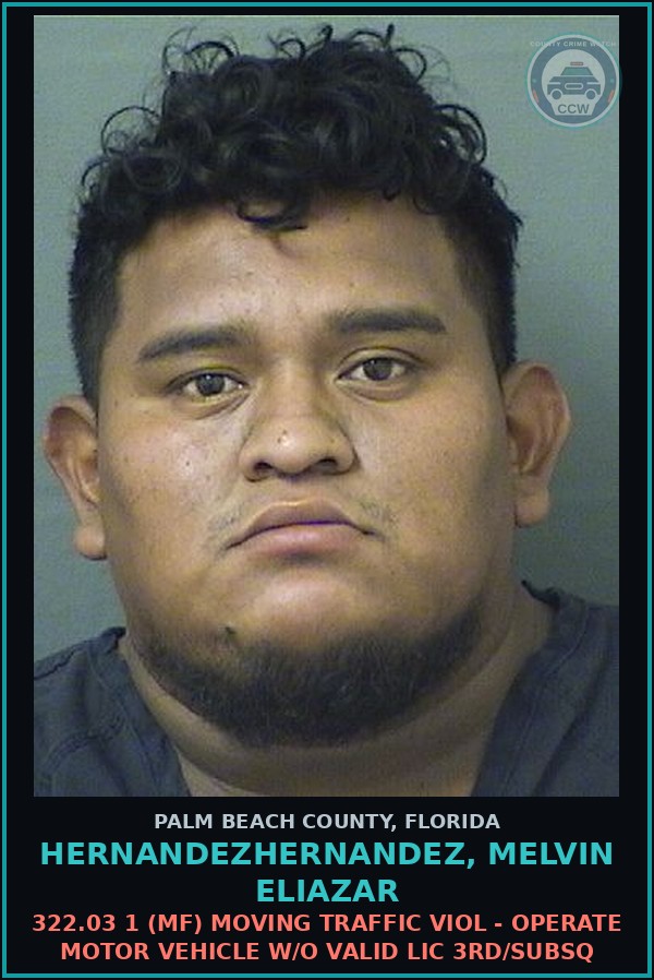 Booking mugshot of HERNANDEZHERNANDEZ, MELVIN ELIAZAR in Palm Beach County