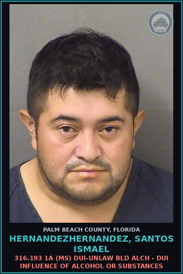 Booking mugshot of HERNANDEZHERNANDEZ, SANTOS ISMAEL in Palm Beach County
