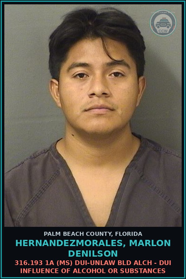 Booking mugshot of HERNANDEZMORALES, MARLON DENILSON in Palm Beach County