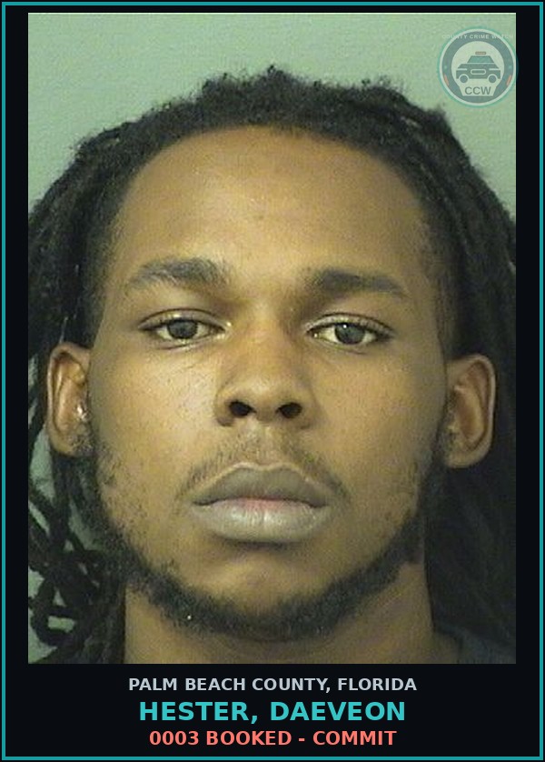 Booking mugshot of HESTER, DAEVEON in Palm Beach County