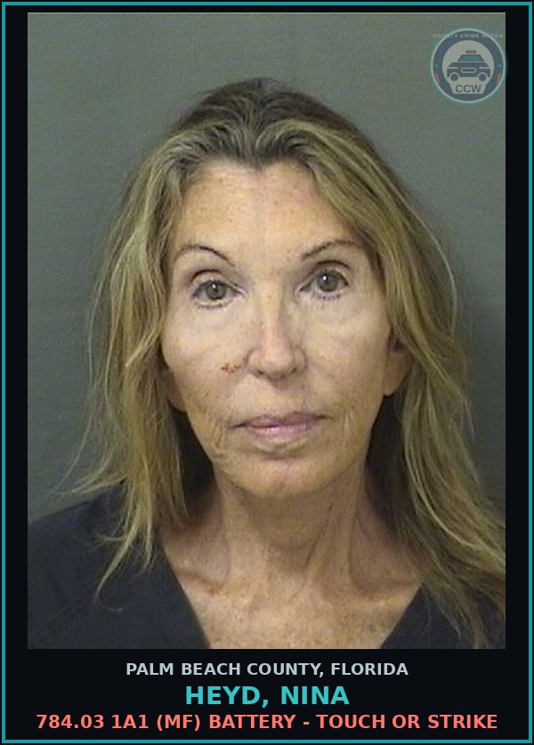 Booking mugshot of HEYD, NINA in Palm Beach County