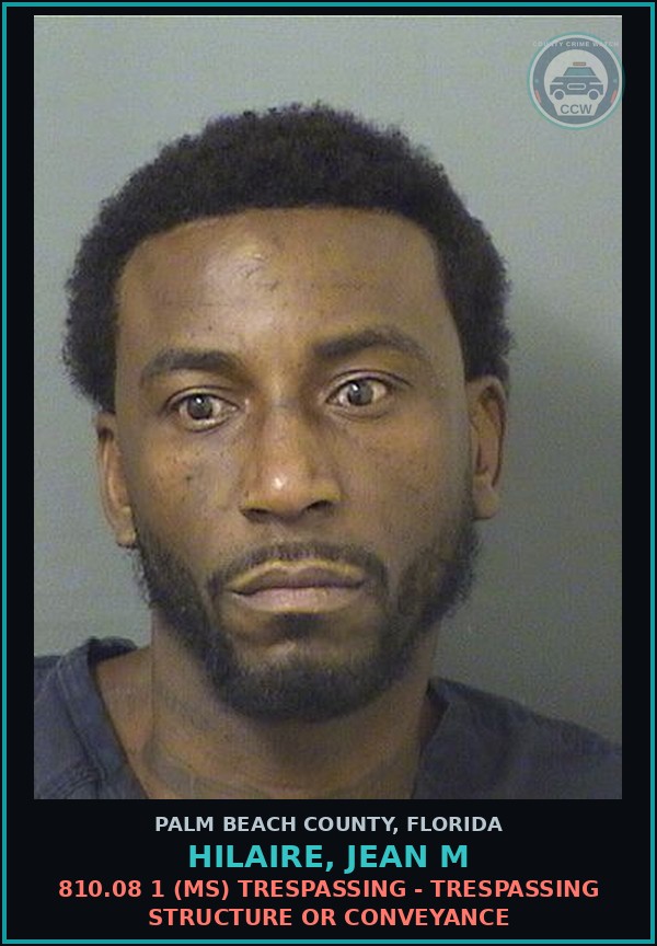 Booking mugshot of HILAIRE, JEAN M in Palm Beach County