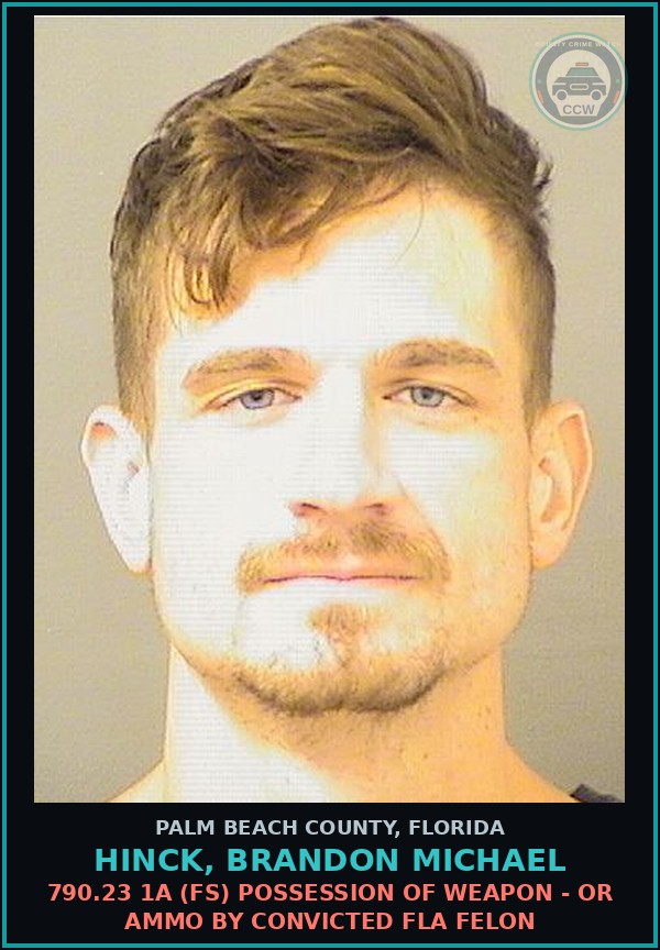 Booking mugshot of HINCK, BRANDON MICHAEL in Palm Beach County