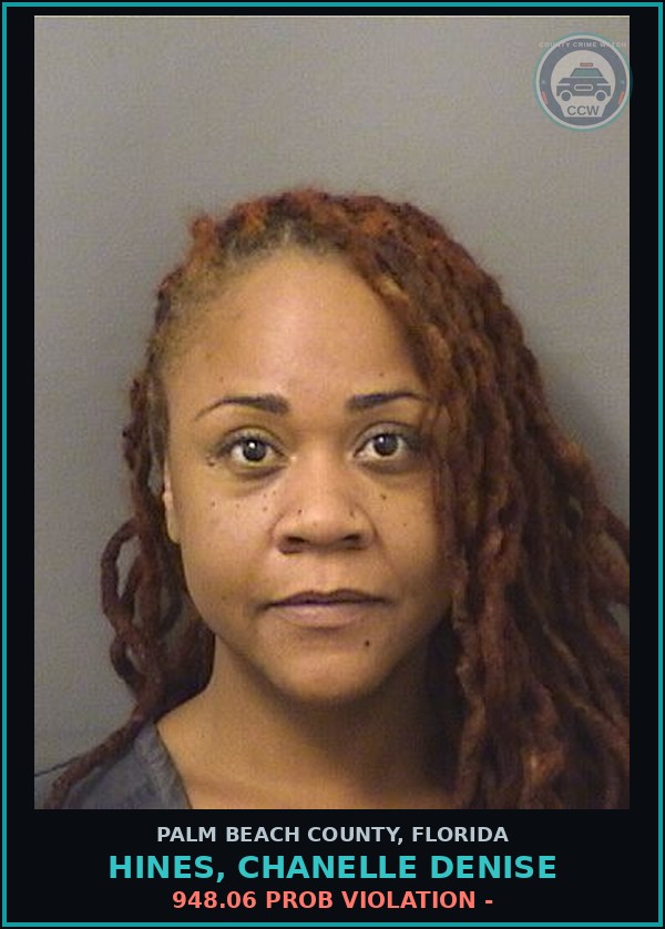Booking mugshot of HINES, CHANELLE DENISE in Palm Beach County