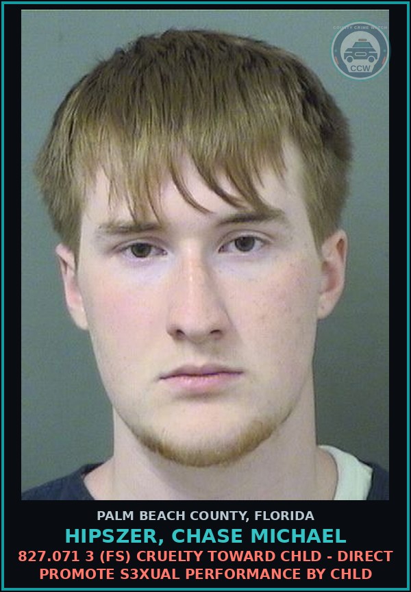Booking mugshot of HIPSZER, CHASE MICHAEL in Palm Beach County