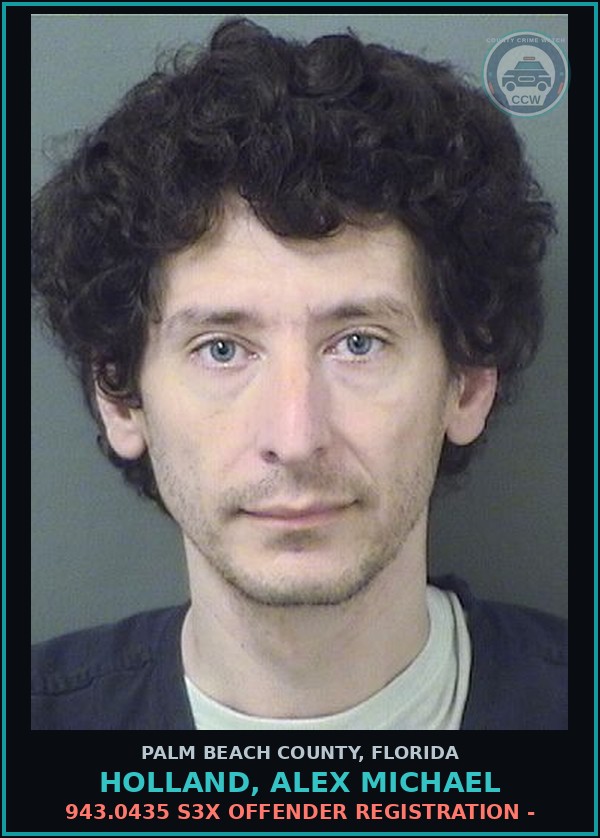 Booking mugshot of HOLLAND, ALEX MICHAEL in Palm Beach County