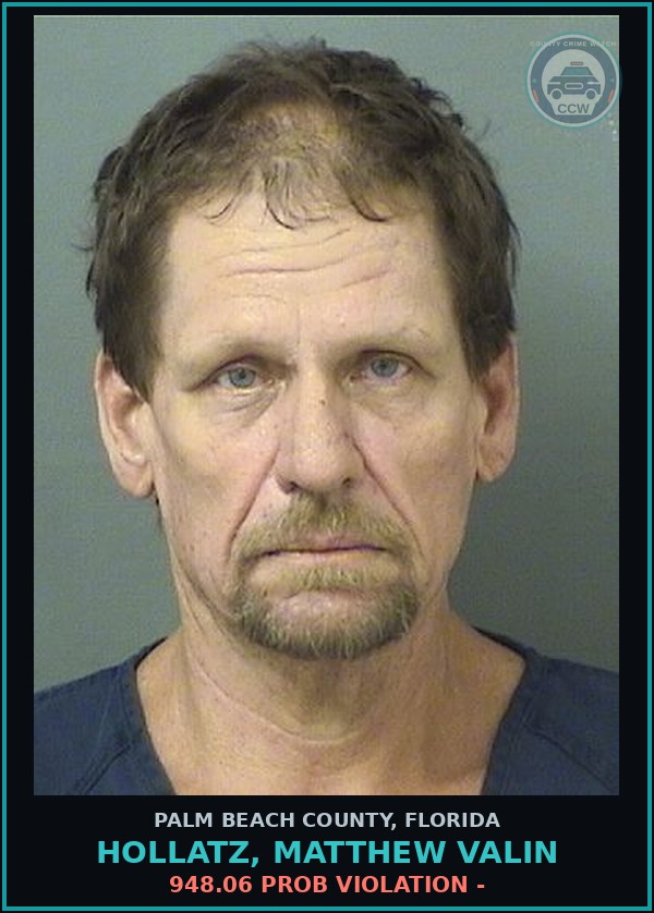 Booking mugshot of HOLLATZ, MATTHEW VALIN in Palm Beach County