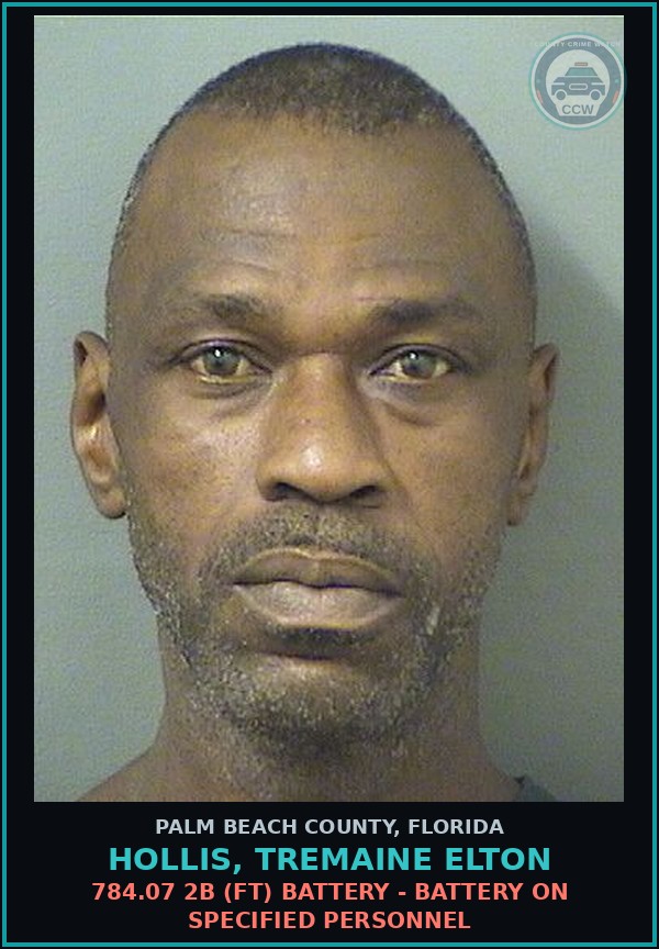 Booking mugshot of HOLLIS, TREMAINE ELTON in Palm Beach County