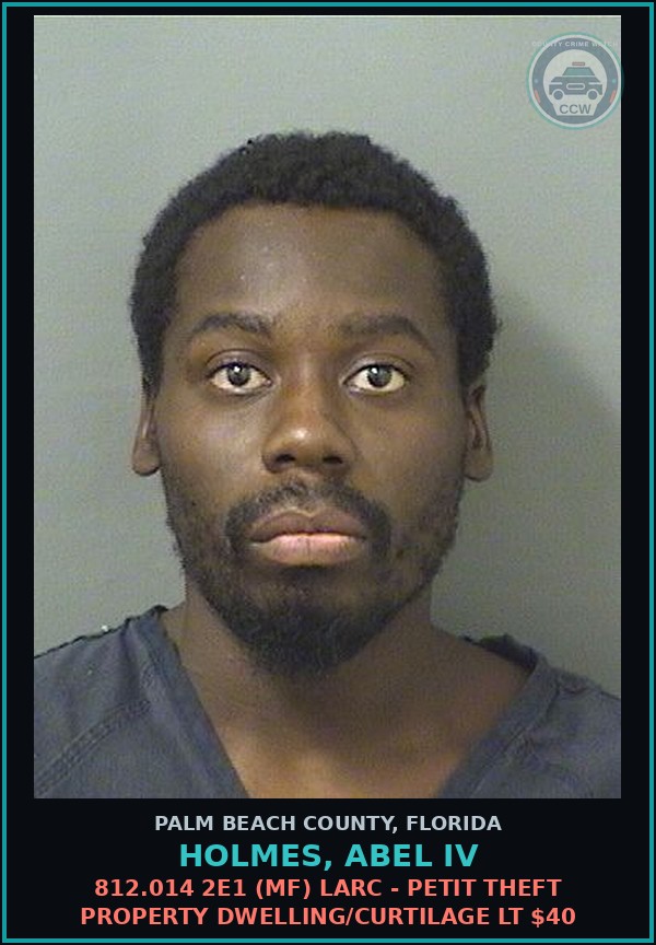 Booking mugshot of HOLMES, ABEL IV in Palm Beach County