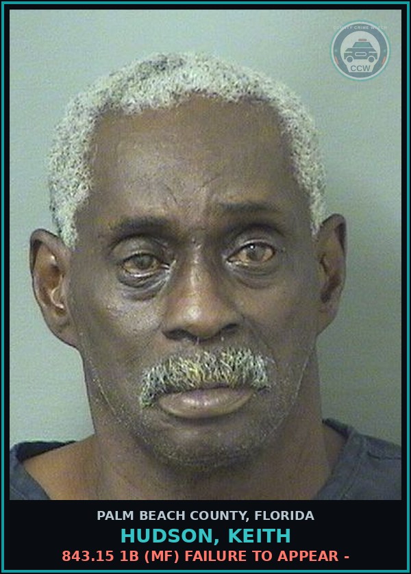 Booking mugshot of HUDSON, KEITH in Palm Beach County