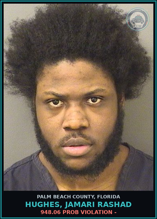Booking mugshot of HUGHES, JAMARI RASHAD in Palm Beach County