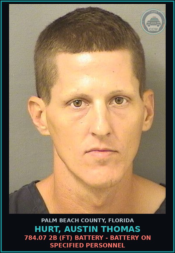 Booking mugshot of HURT, AUSTIN THOMAS in Palm Beach County