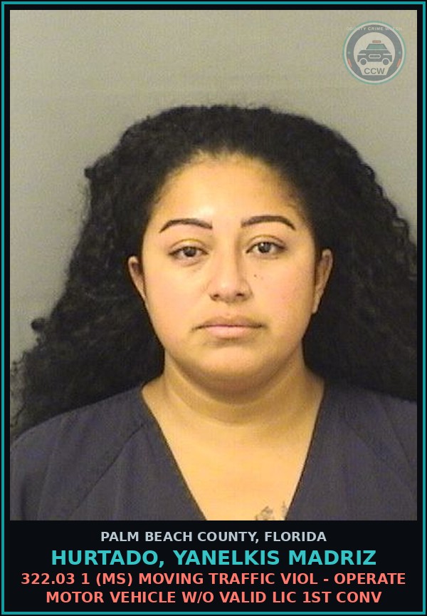 Booking mugshot of HURTADO, YANELKIS MADRIZ in Palm Beach County
