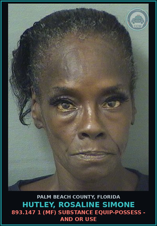 Booking mugshot of HUTLEY, ROSALINE SIMONE in Palm Beach County