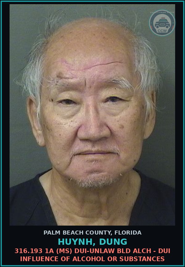 Booking mugshot of HUYNH, DUNG in Palm Beach County