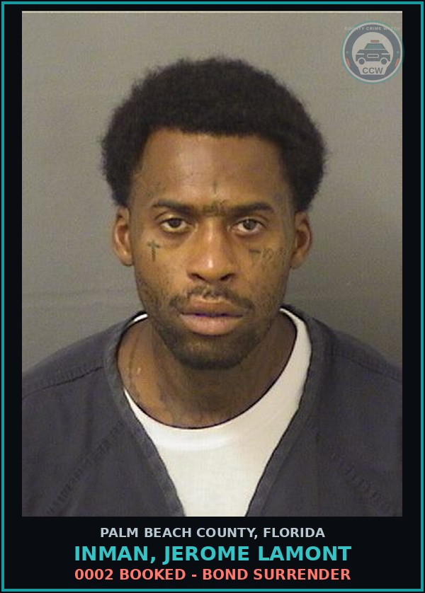 Booking mugshot of INMAN, JEROME LAMONT in Palm Beach County