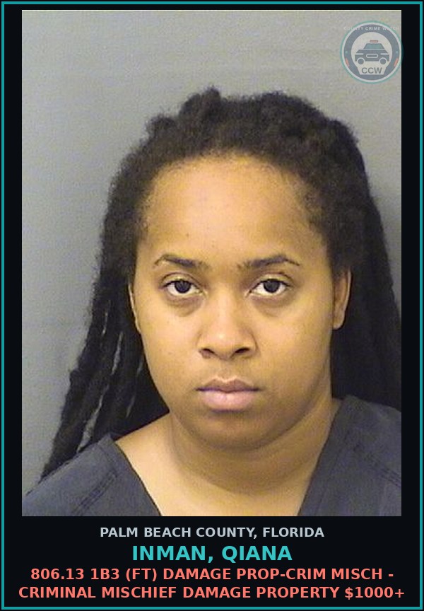 Booking mugshot of INMAN, QIANA in Palm Beach County
