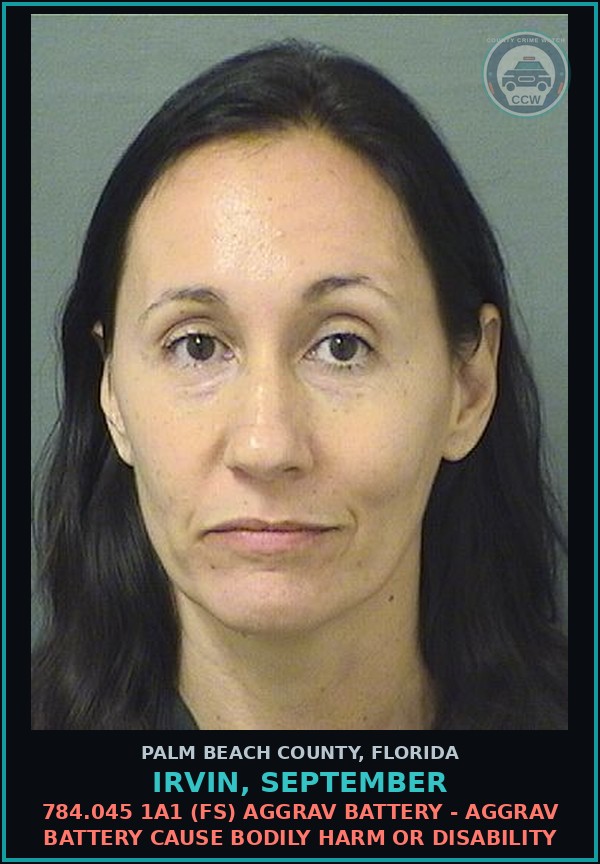 Booking mugshot of IRVIN, SEPTEMBER in Palm Beach County