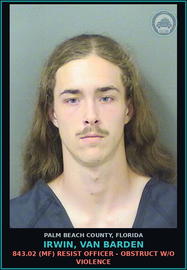 Booking mugshot of IRWIN, VAN BARDEN in Palm Beach County