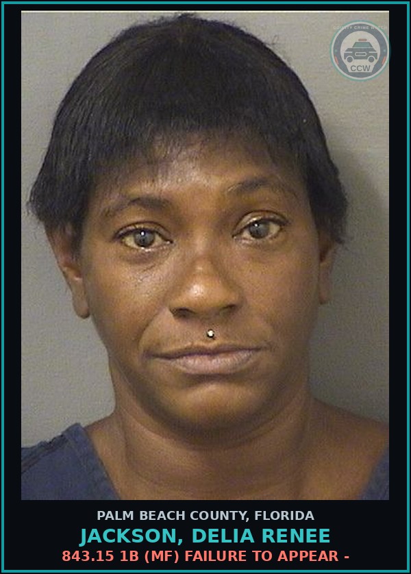 Booking mugshot of JACKSON, DELIA RENEE in Palm Beach County