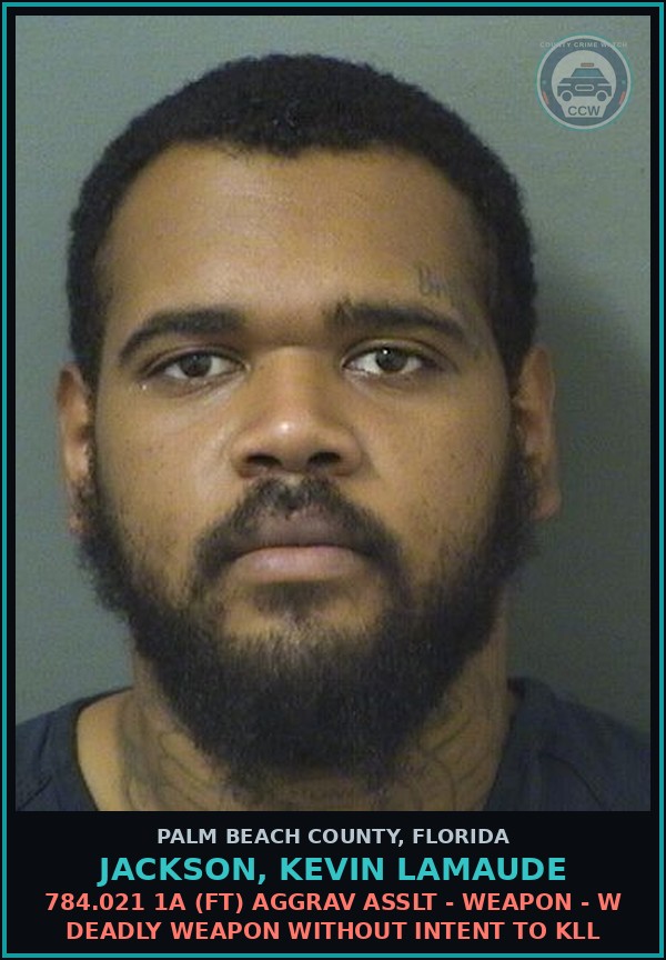 Booking mugshot of JACKSON, KEVIN LAMAUDE in Palm Beach County