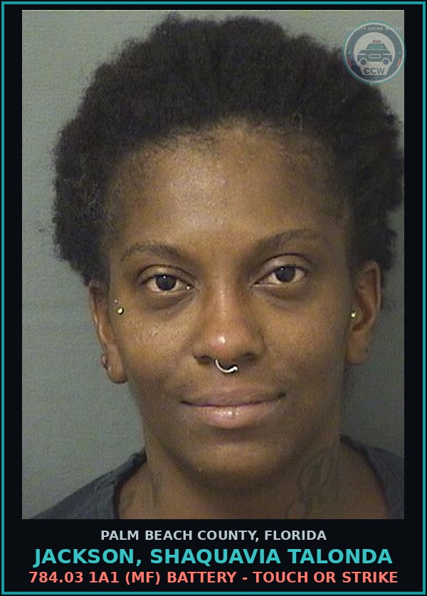 Booking mugshot of JACKSON, SHAQUAVIA TALONDA in Palm Beach County