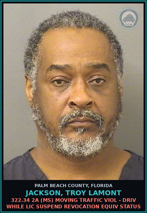 Booking mugshot of JACKSON, TROY LAMONT in Palm Beach County