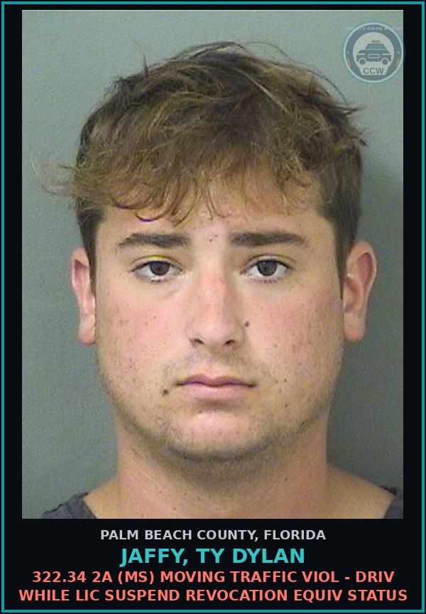 Booking mugshot of JAFFY, TY DYLAN in Palm Beach County