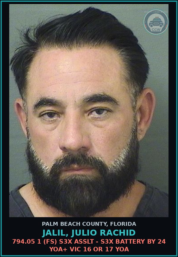 Booking mugshot of JALIL, JULIO RACHID in Palm Beach County