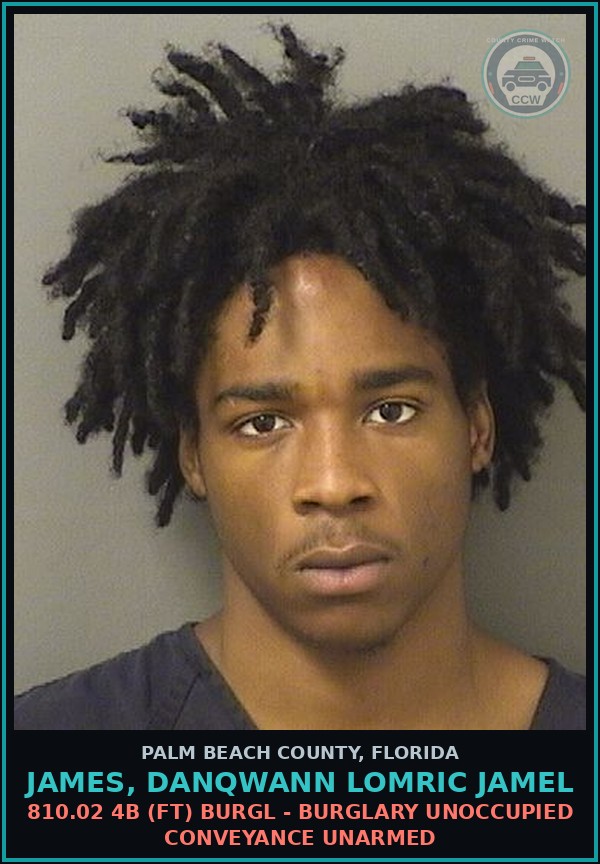 Booking mugshot of JAMES, DANQWANN LOMRIC JAMEL in Palm Beach County