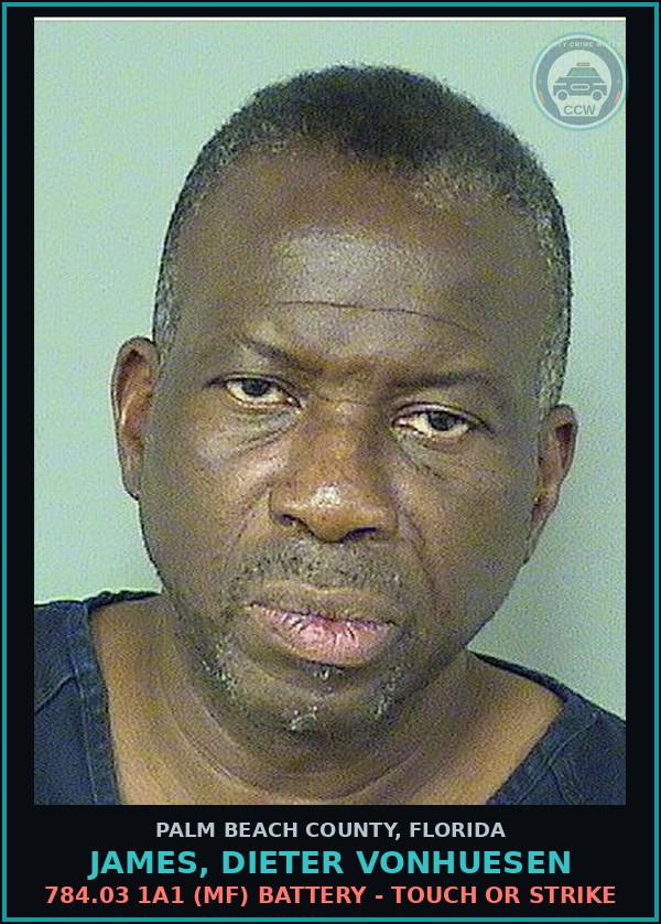 Booking mugshot of JAMES, DIETER VONHUESEN in Palm Beach County