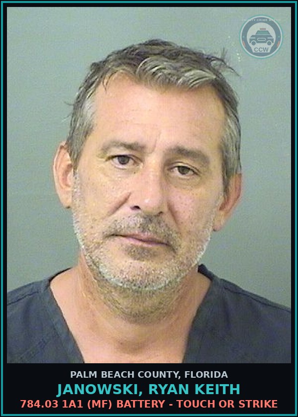 Booking mugshot of JANOWSKI, RYAN KEITH in Palm Beach County