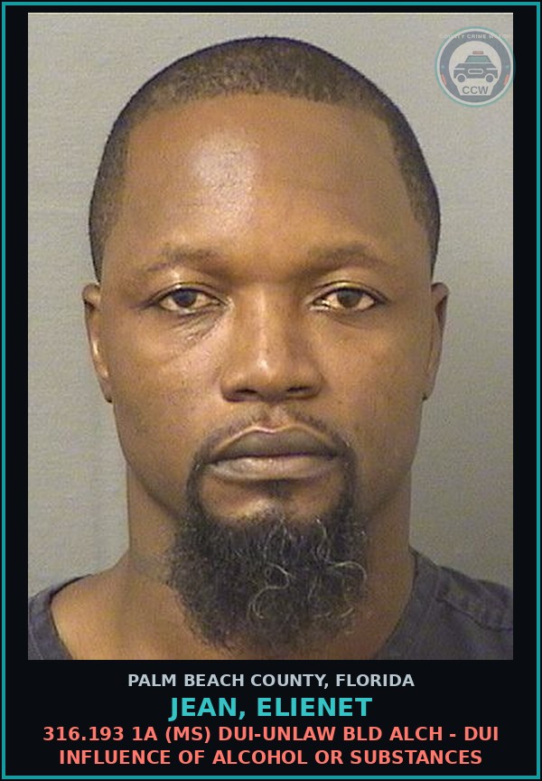 Booking mugshot of JEAN, ELIENET in Palm Beach County