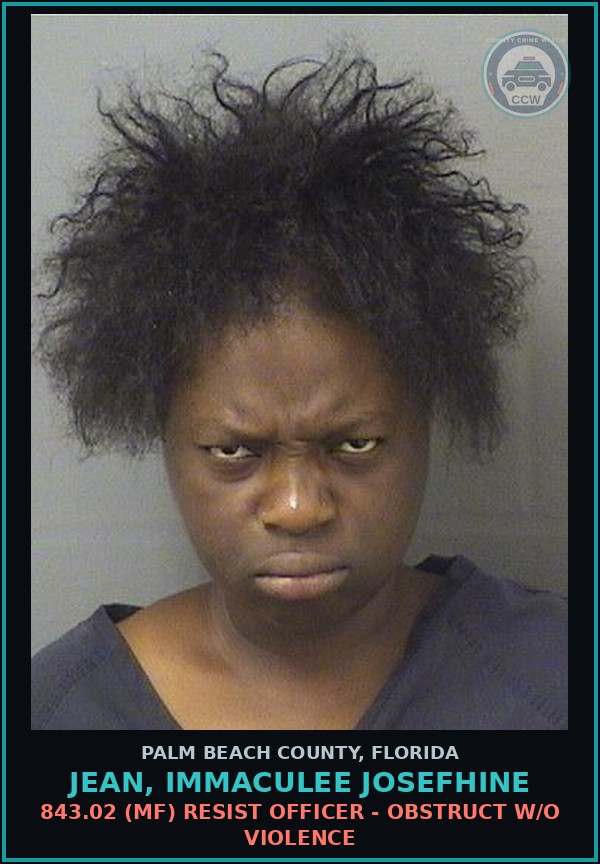 Booking mugshot of JEAN, IMMACULEE JOSEFHINE in Palm Beach County