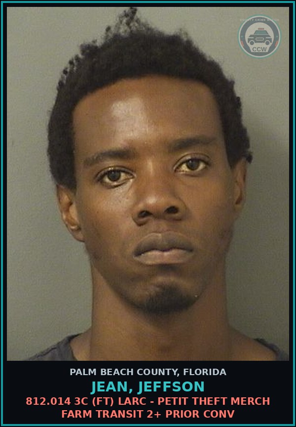 Booking mugshot of JEAN, JEFFSON in Palm Beach County