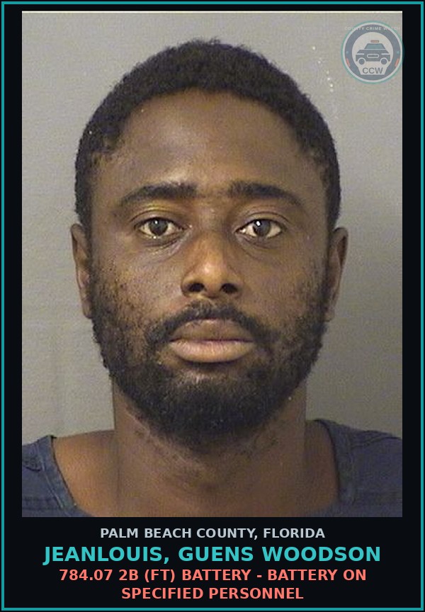 Booking mugshot of JEANLOUIS, GUENS WOODSON in Palm Beach County
