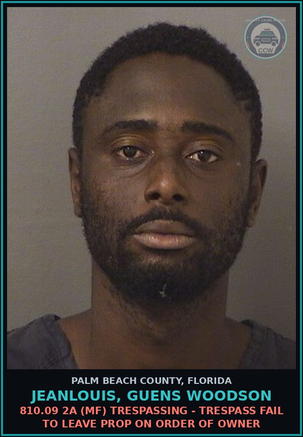 Booking mugshot of JEANLOUIS, GUENS WOODSON in Palm Beach County