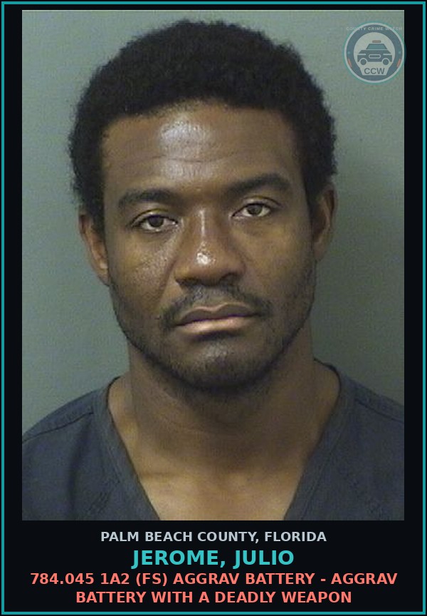 Booking mugshot of JEROME, JULIO in Palm Beach County