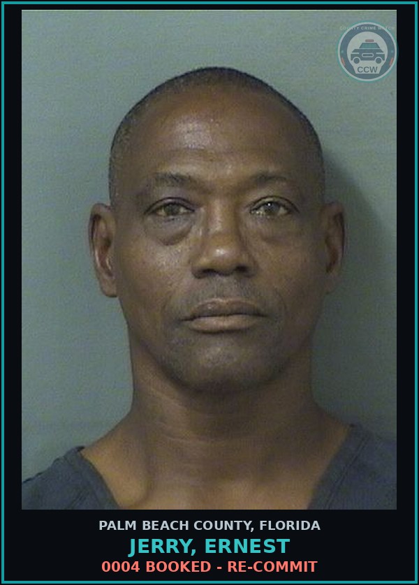 Booking mugshot of JERRY, ERNEST in Palm Beach County
