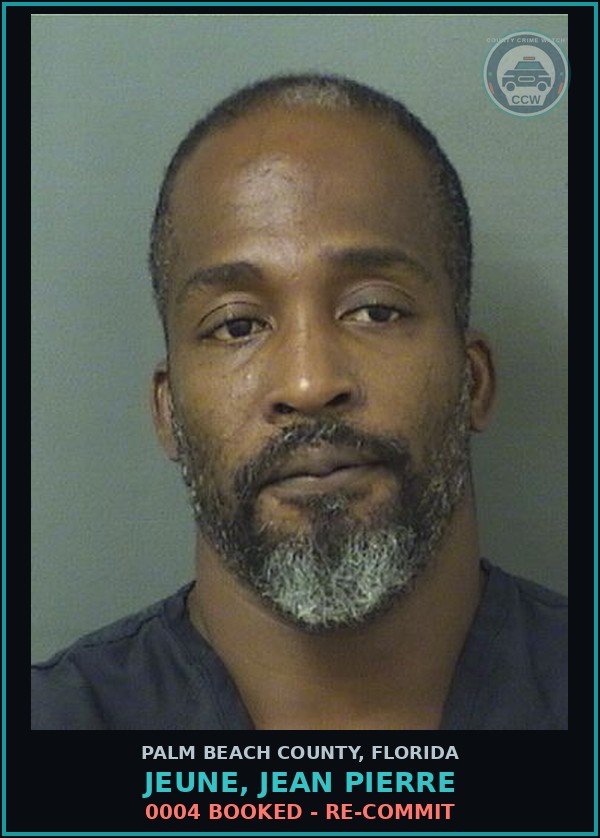 Booking mugshot of JEUNE, JEAN PIERRE in Palm Beach County