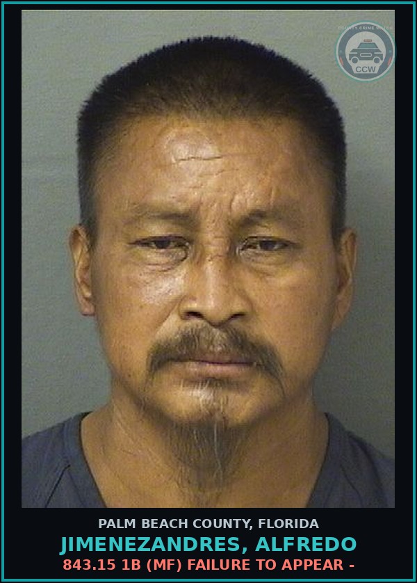 Booking mugshot of JIMENEZANDRES, ALFREDO in Palm Beach County