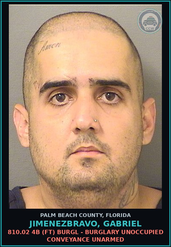 Booking mugshot of JIMENEZBRAVO, GABRIEL in Palm Beach County