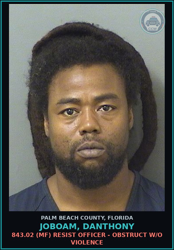 Booking mugshot of JOBOAM, DANTHONY in Palm Beach County