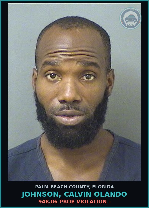 Booking mugshot of JOHNSON, CALVIN OLANDO in Palm Beach County