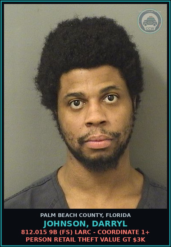Booking mugshot of JOHNSON, DARRYL in Palm Beach County