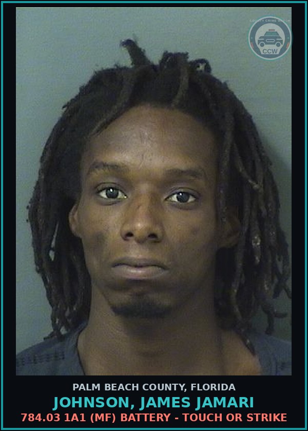 Booking mugshot of JOHNSON, JAMES JAMARI in Palm Beach County