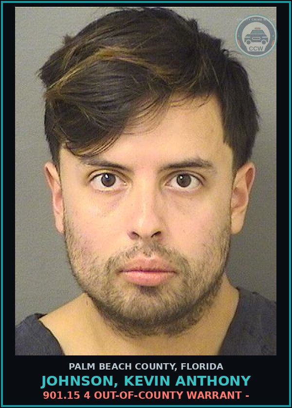 Booking mugshot of JOHNSON, KEVIN ANTHONY in Palm Beach County