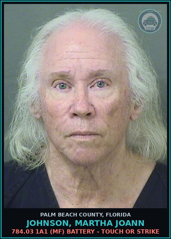 Booking mugshot of JOHNSON, MARTHA JOANN in Palm Beach County